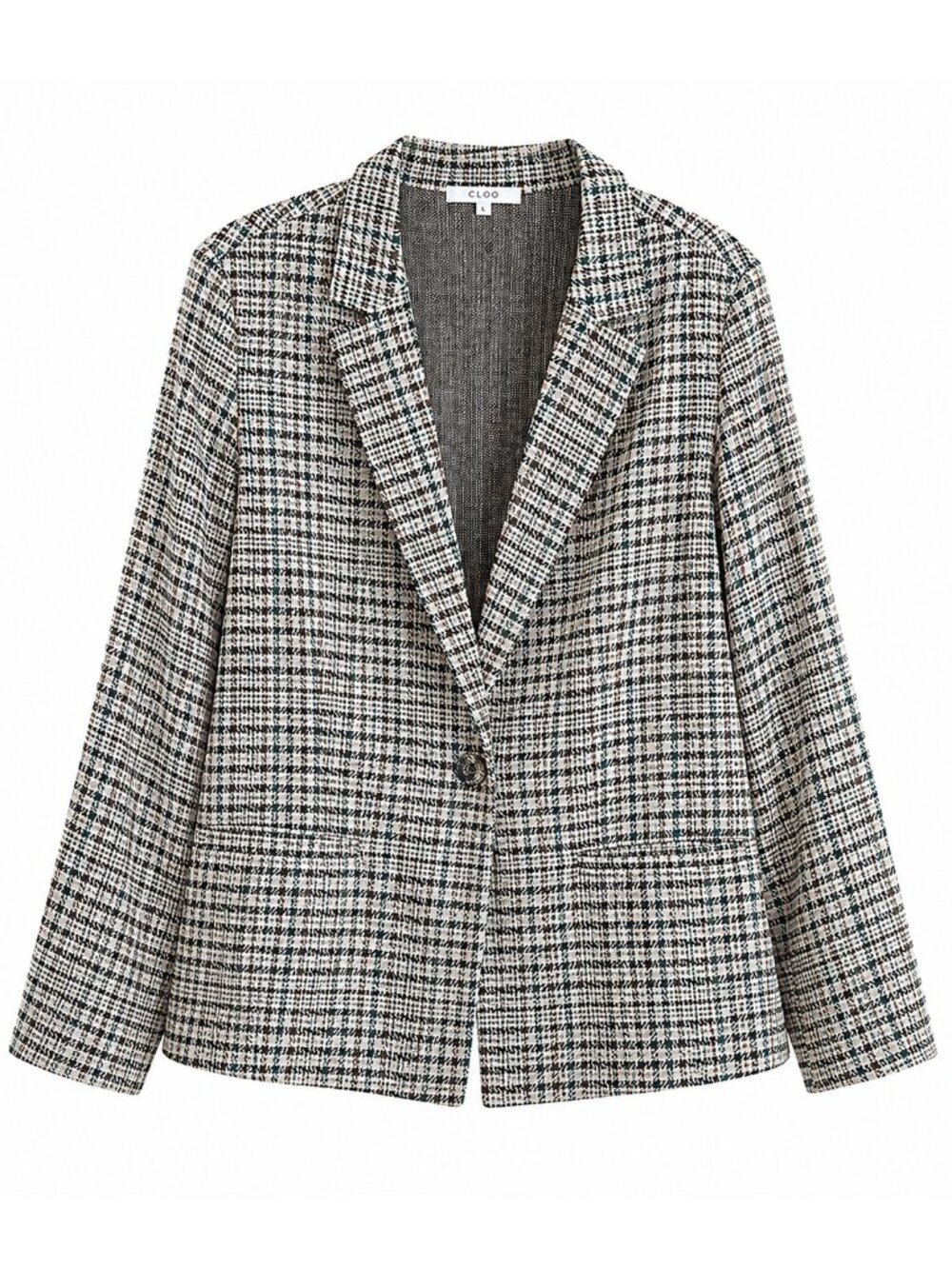Cleo Plaid Blazer Jacket Women's XL Green Black Tan Single Button Career Office